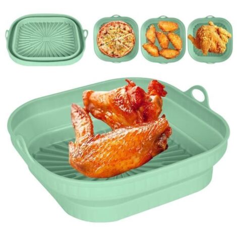 Doublure en Silicone pour Friteuse, 8 inch Reusable Silicone Pot Air Fryer Accessories pour Four Micro (vert),yd (1/4)