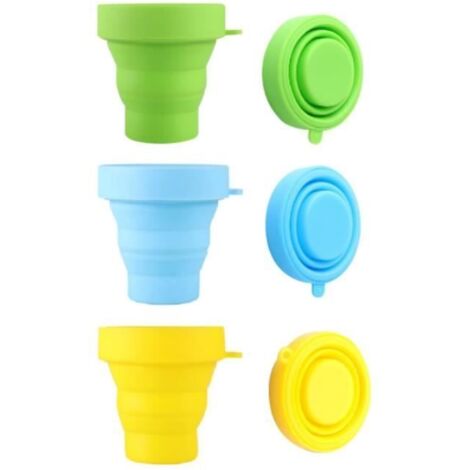 Lot De 3 Gobelet pliable Tasse De Voyage Pliable,Tasse pliable,Tasses en Silicone Pliables avec Couvercle, Gobelets Extensibles, (1/4)