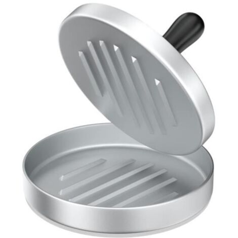 Presse Hamburger - Non-adhésive - Aluminium - Gris clair - Facile à utiliser - Nettoyage au lave-vaisselle (1/4)