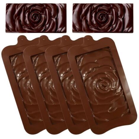 Moule Tablette Chocolat - Sans BPA - 4 Pièces - Silicone - Résistant aux Températures - Flexible (1/4)