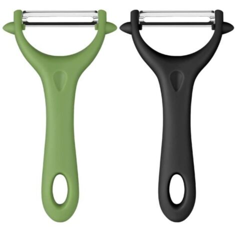 2 PCS Éplucheur Universel, Econome Legumes Inox Eplucheur Legumes Manuel Eplucheur Pomme de Terre Poignée Ergonomique,(Noir+Vert) (1/4)
