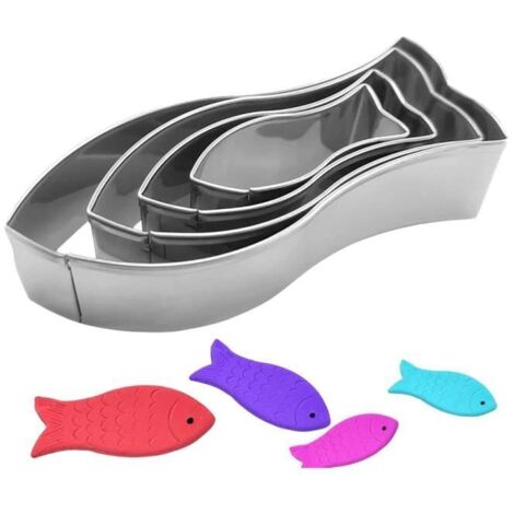 Emporte-pièces - Inox - Lot de 4 - Forme de poisson - Durable - Facile à utiliser (1/4)