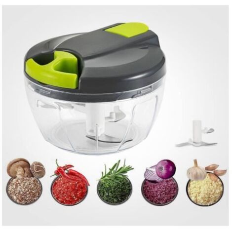 Hachoir manuel multi-hachoir manuel avec 3 lames en acier inoxydable Cordon de tirage de 520 ml pour couper les légumes, les fruits (1/4)