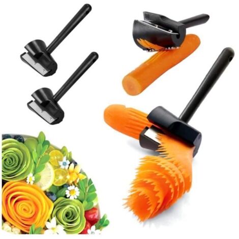 2 Pièces Légumes Coupe Spiralizer éplucheuse - Rouleau de Fleurs en Entonnoir en Spirale Trancheuse de Cuisine, Noir-wj (1/4)