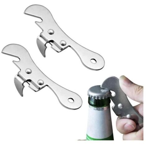 Ouvre Boite - 2Pcs - Acier inoxydable - 9,7 cm - Ouvre-bouteille multifonctionnel - Argenté (1/4)