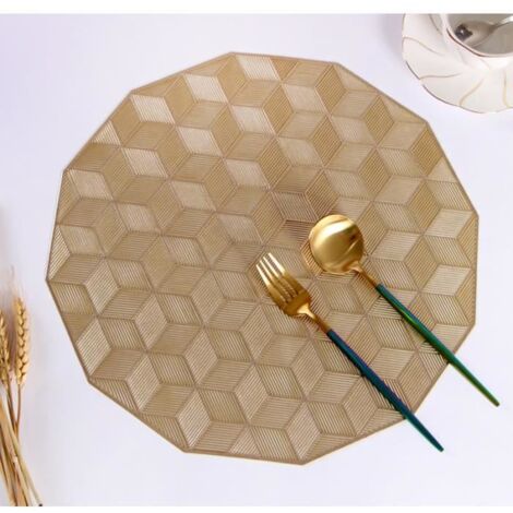 5pcs dessous de plat céramique dessous de casserole anti chaleur doré tapis de protection table cuisine PVC dessous de verre (1/4)