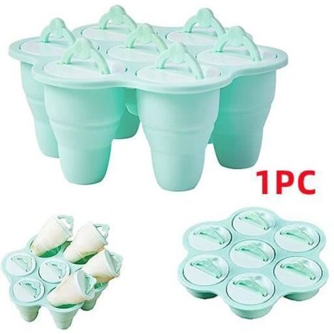Moule à glace,Pliable Moule à Glace,Moule à Crème Glacée en Silicone,pour Sucettes Glacées Maison,Crème Glacée,Sorbet,Yoghurt,Jus (1/4)