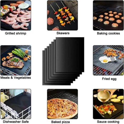 Tapis de cuisson pour Barbecue - 10pcs - Antiadhésif - Réutilisable - 40x33cm (1/4)