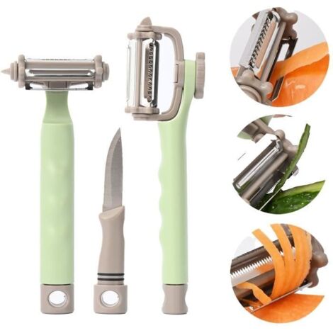 Éplucheur de légumes - Multifonctionnel - Acier Inoxydable - Design Ergonomique - Vert Clair - 226cm (1/4)
