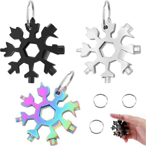 Outil multifonction en acier inoxydable 18-en-1, 3 Pack Flocon Outil Multifonction, Clé à Flocon Neige , Les Voyages En Plein Air (1/4)
