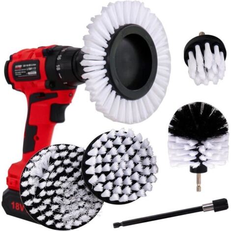 6PCS Brosses Nettoyage pour Perceuse Visseuse à Poils Souples Blancs. Brosses à Nettoyer Salle de Bains, Douche, Céramique (1/4)