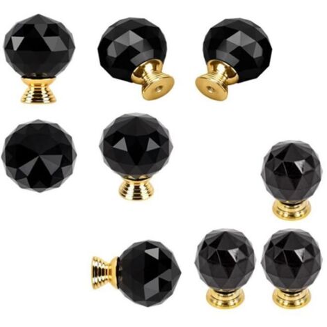 Poignée de meuble - Noir - 10 boutons en verre - Dimensions 2532MM et 3038MM - Design vintage (1/4)