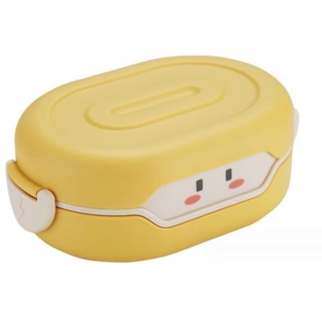 Boîte Bento - Lunch Box Jaune - 2 Compartiments - Anti-Fuite - Dimensions 18.3x12.2x6.9cm (1/4)