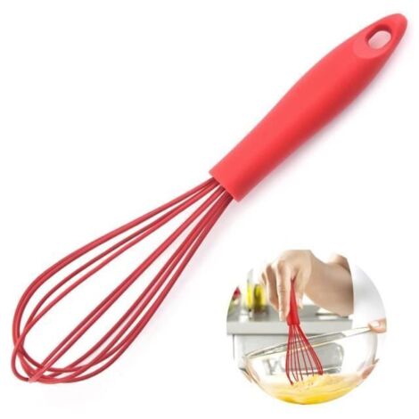 Fouet en silicone - Non spécifié - Rouge - Haute performance - Poignée ergonomique - Résistant à la chaleur (1/4)