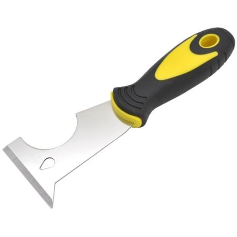 Grattoir à peinture 5 en 1 - Multifonction - Acier inoxydable - Poignée ergonomique - Noir et jaune (1/4)