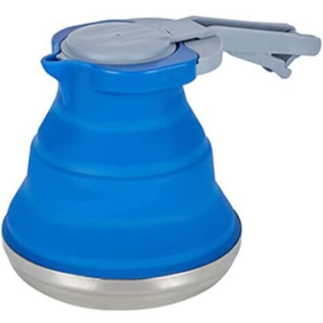Bouilloire de Voyage,Bouilloire pliable, bouilloire pliante en silicone 1500 ml de camping pliable portable PORCE CA,Bleu (1/4)