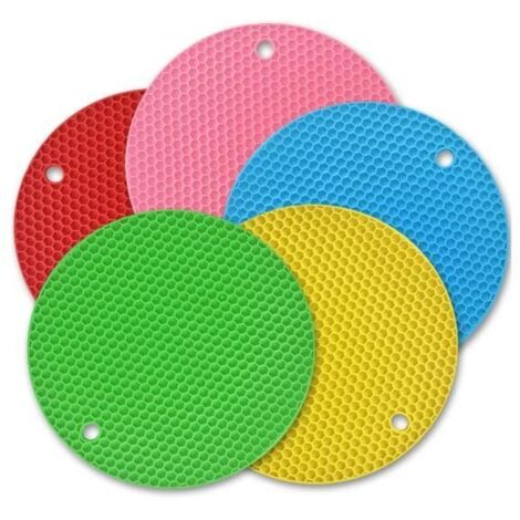 Lot de 5 dessous de plat en silicone coloré avec coussinets en silicone antidérapants antidérapants (1/4)