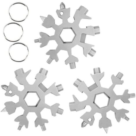 Outil Multifonction - Flocon de Neige - 18 en 1 - Acier Inoxydable - Portable - 3 Pcs (1/4)