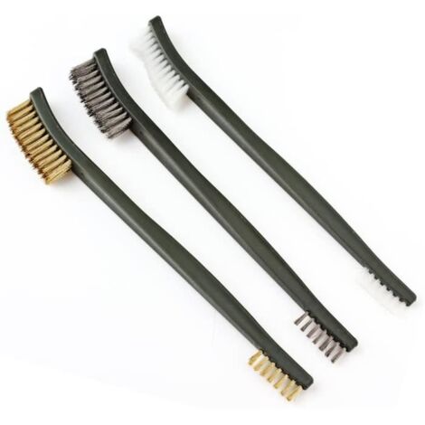 Brosse de nettoyage - Métalliques - 3 pcs - Acier, laiton, nylon - Nettoyage rouille et peinture (1/4)