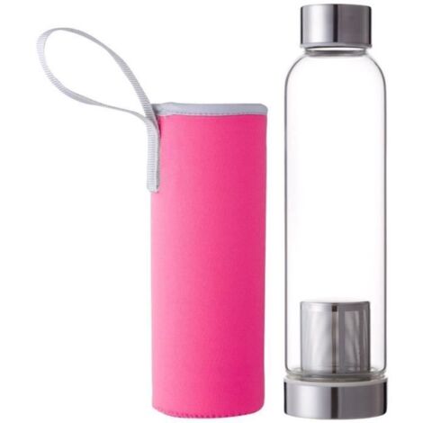 Gourde élégante en verre portable avec housse en nylon 550 ml (Rose) (1/4)