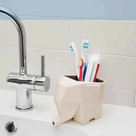 Porte Couverts éléphant Egouttoir Porte Eponge Evier Cuisine Blanc Avec Trou de Vidange pour Ranger Couteaux et Fourchettes Range (1/4)