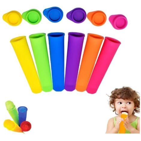 Moule Glace Silicone pour Glace à I'Eau,Moule à Glace Coloré Popsicle Mold Set,Moules en Silicone Colorés pour la Glace,6Pcs (1/4)