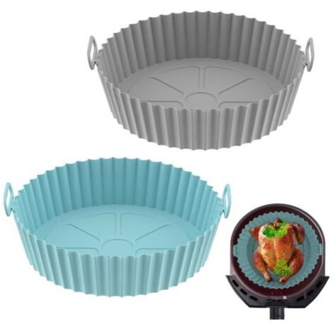 2 Pièces Moule Silicone Air Fryer, 20cm Accessoire Panier de Friteuse à Air pour Tefal Micro-ondes, Four (1/4)