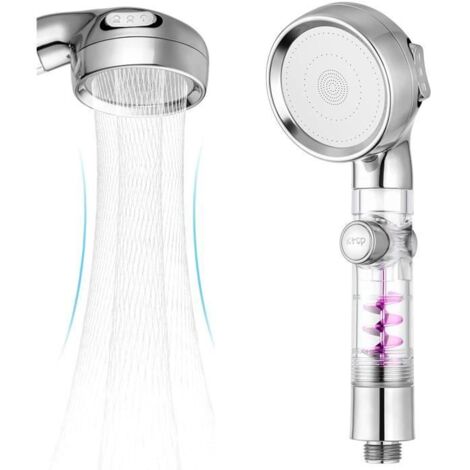 Pommeau de Douche economie d'eau, Pommeau de Douche à Helice Haute Pression avec filtre en coton intégré, 3 modes de sortie d'eau (1/4)