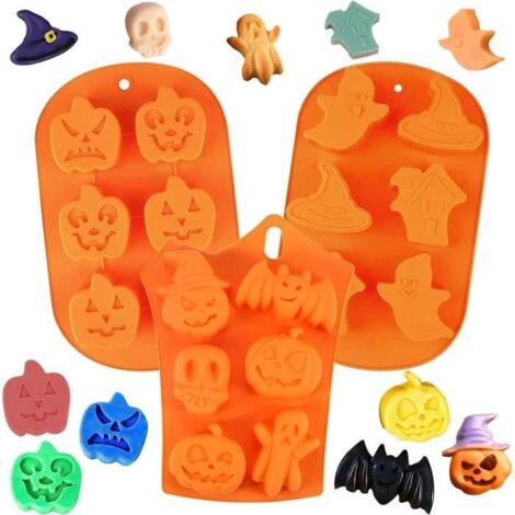 Moules Halloween - Non spécifié - 3pcs - Silicone - Réutilisables - Compatibles congélateur et lave-vaisselle (1/4)