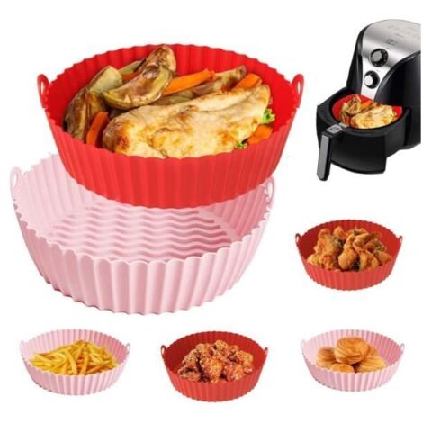 2 Grandes Air Fryer Acessoires, Panier Friteuse 21 cm/8,5 Pouces, Friteuse à Air en Silicone Réutilisable pour Accessoires de four (1/4)