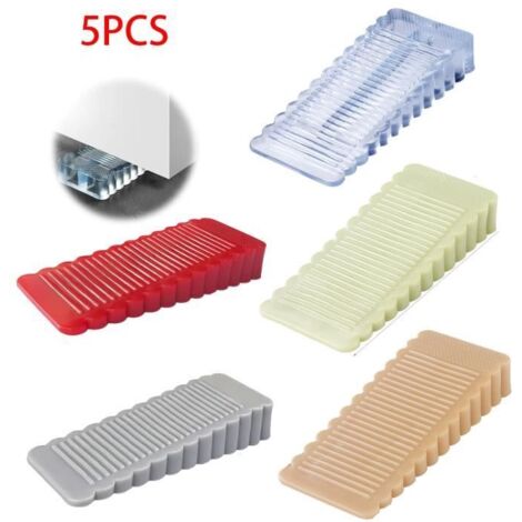 Butée De Porte,Bloc de Porte Antidérapant,Cale de Porte en Caoutchouc,Arrêt de Porte empilables,Pour Genre Carrelage,Sol,Tapis(5PCS) (1/4)