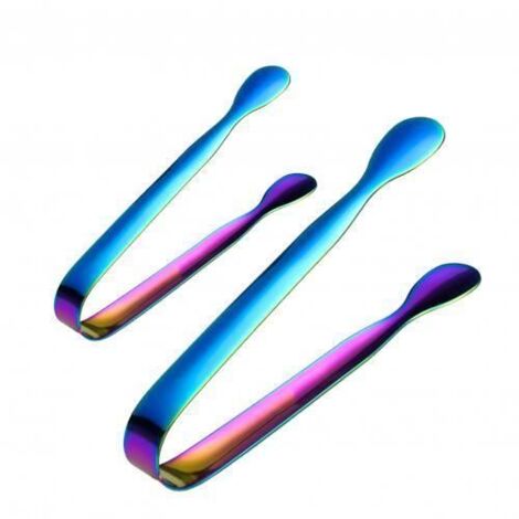 Pince de service,Pinces à sucre de glaçon d'acier inoxydable de 2 pièces pour le service de nourriture de barre - Type Multicolor (1/4)