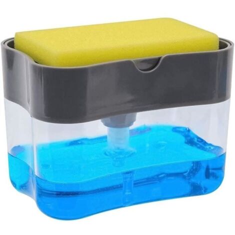 Distributeur de Liquide Vaisselle avec Eponge / Support Eponge et Distributeur de Savon - Organisateur D'évier avec L'éponge (1/4)