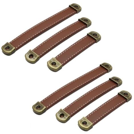 Poignée de porte - Cuir - Lot de 6 - Dimensions variées - Finition mate (1/4)