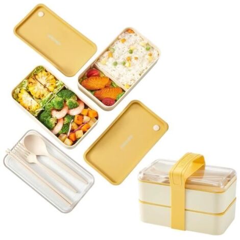 Lunch Box - Non spécifié - Double Couche - 4 Compartiments - Anti-fuite - Micro-ondes compatible (1/4)