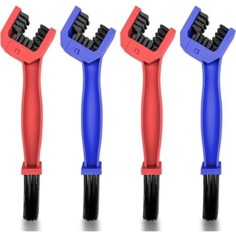 4 Pcs Brosse Chaine Moto Rouge et Bleu,Brosses de Nettoyage pour Chaîne de Vélo,Pinceau Detailing Auto,Kit de Brosse Nettoyage (1/4)