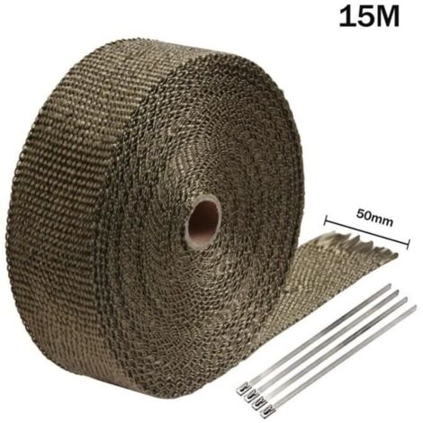 Ruban Isolant Thermique en Fibre de Basalte Ruban Échappement +4 Collier Serrage (1/4)