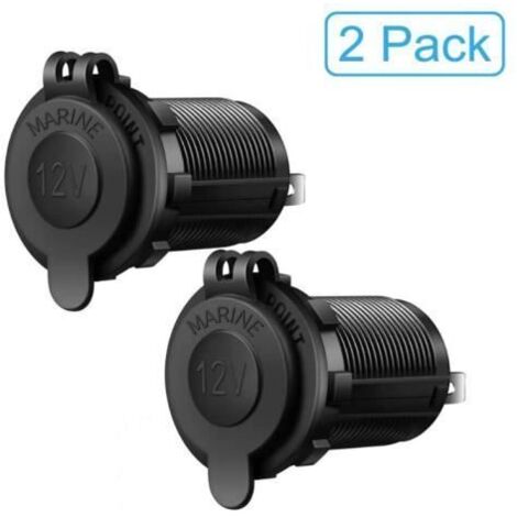 Prise Allume-cigare Universelle étanche 12V-24V DC pour Voiture Bateau Moto (lot de 2) (1/4)
