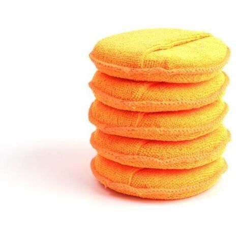 5pcs orange -Tampons applicateurs de cire avec poche,5 pièces,éponge en mousse pour voiture,tampon de nettoyage de détail,poliss (1/4)