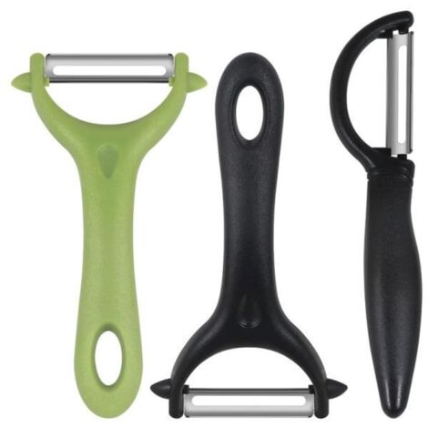 3 Pièces Econome legumes, Extra Tranchant Double Tranchant, Eplucheur pomme de terre, Epluche legume, Manche Ergonomique, (1/4)