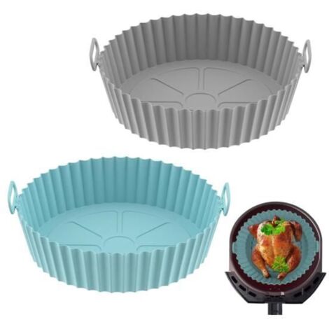 2 Pièces Moule Silicone Air Fryer, 20cm Accessoire Panier de Friteuse à Air pour Tefal Micro-ondes, Four (1/4)