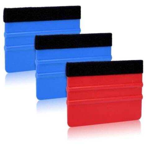 Lot de 3 pour Vinyle, Plastique Raclette en Feutre Raclette Vinyle Raclette pour Pose de Film,(Rouge, Bleu) (1/4)