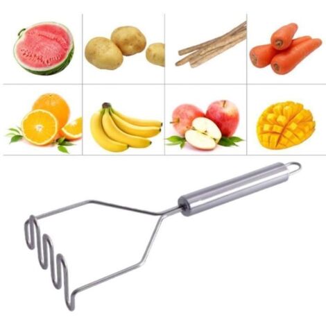 Presse-Purée - Professionnel - Acier INOX - Poignée Antidérapante - Facile à Nettoyer - 24x9.2cm (1/4)