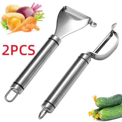 Éplucheur Rotatif - Universel - Acier Inoxydable 304 - 2 Pièces - Antidérapant - Design Contemporain (1/4)