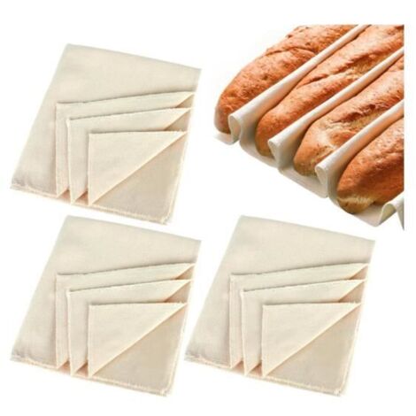 Tissu de Boulanger - sh - 3 Pièces - 75x45cm - Rouleau à pâtisserie en bois - Lin naturel (1/4)
