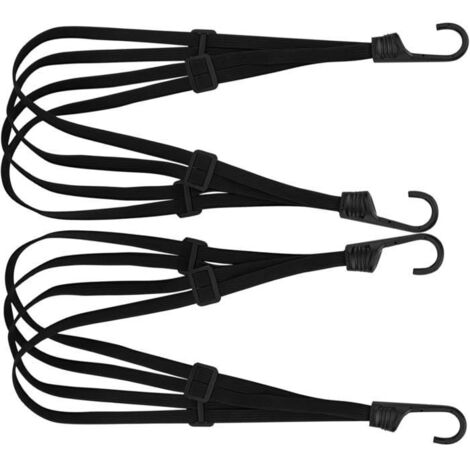 Tendeur Velo - 60cm - 2 Pièces - Crochets Réglables - Sangle Élastique Noir (1/4)