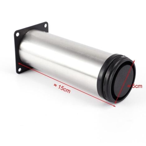 4x Pied de meuble réglable acier inoxydable rond diamètre 5cm Hauteur 150mm (1/4)