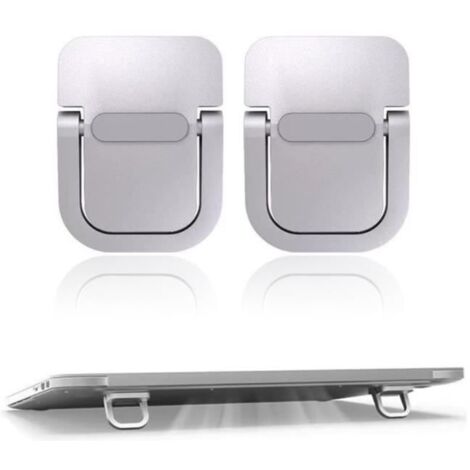 2 Pièces Mini Support de Laptop, Élévation de Clavier Portable pour Bureau, Support de Laptop Pliable Invisible, Élévation(Argent) (1/4)