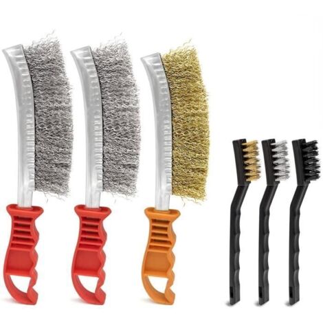brosse metallique brosse laiton 6 PCS brosse inox brosse fer perceuse brosse fer pour nettoyer four, Évier, travail du métal, (1/4)