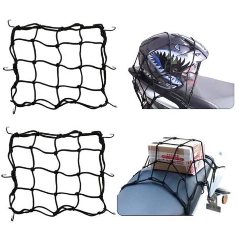Filet à Bagages Elastique - Accessoires Moto - Noir - 2 Pcs Tendeurs Elastique avec Crochets (1/4)